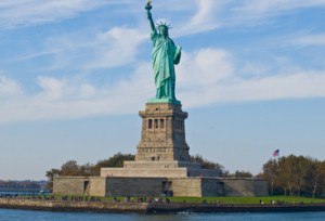 Statue of Liberty seen from the Circle Line ferry, Manhattan, New York