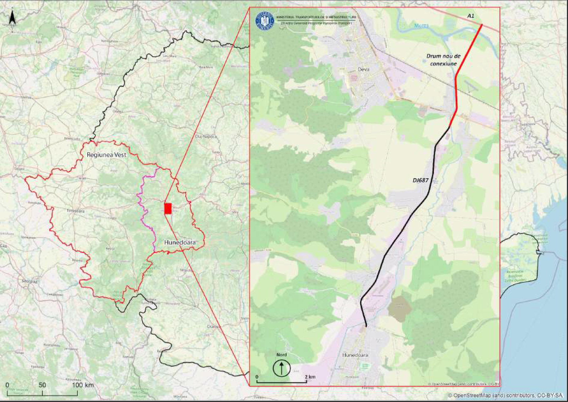 Şoseaua Hunedoara-Sântuhalm, modernizată la standardul TransRegio pentru conexiune directă cu A1